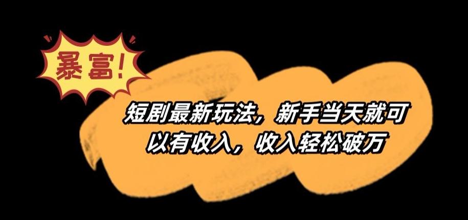 短剧最新玩法，新手当天就可以有收入，收入轻松破万【揭秘】-大熊网创