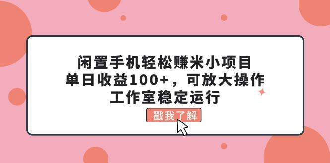 闲置手机轻松赚米小项目，单日收益100+，可放大操作，工作室稳定运行-大熊网创