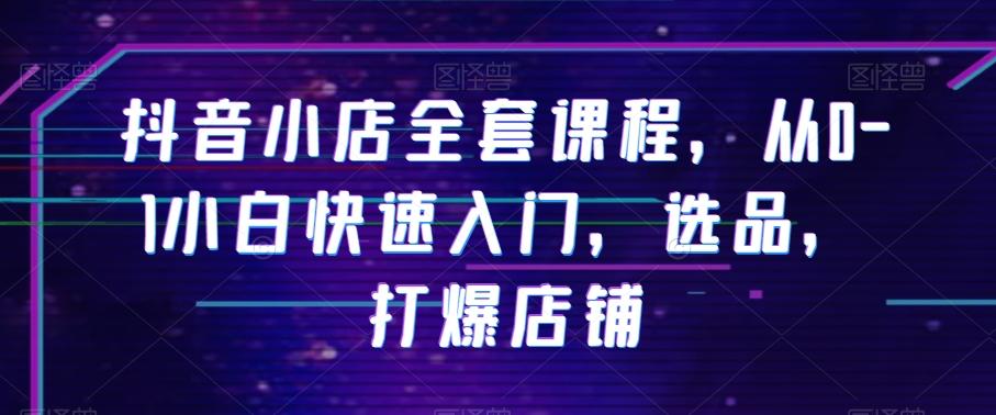 抖音小店全套课程，从0-1小白快速入门，选品，打爆店铺-大熊网创