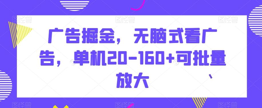 广告掘金，无脑式看广告，单机20-160+可批量放大【揭秘】-大熊网创