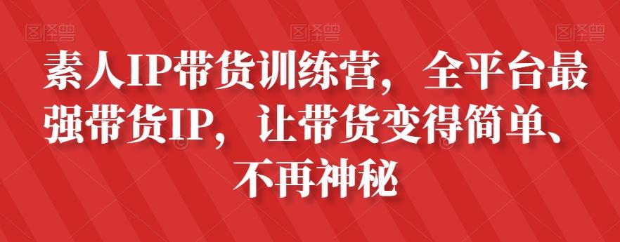 素人IP带货训练营，全平台最强带货IP，让带货变得简单、不再神秘-大熊网创