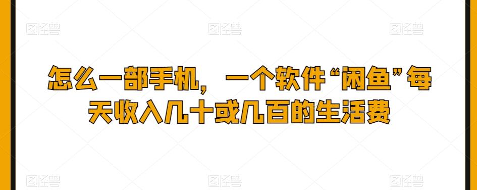 怎么一部手机，一个软件“闲鱼”每天收入几十或几百的生活费-大熊网创