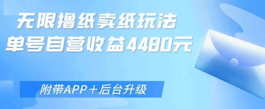 无限0元撸纸玩法、单号自营躺赚收益4480，【附带APP+后台升级】-大熊网创