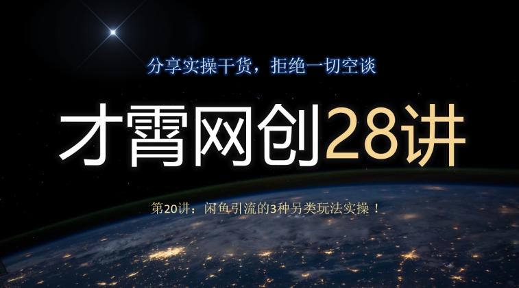 才霄网创28讲第20讲：闲鱼引流的3种另类玩法实操！-大熊网创