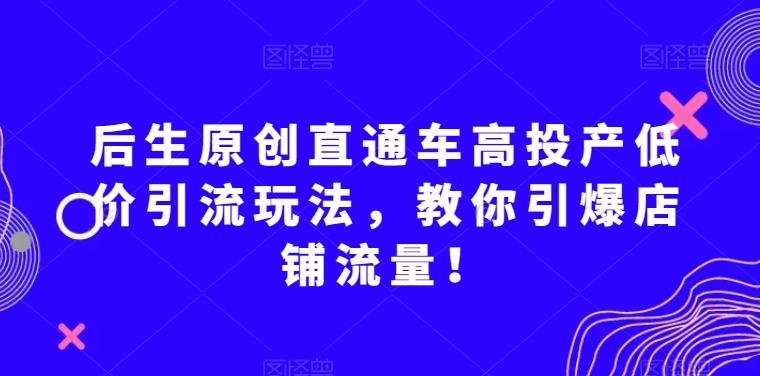 后生原创直通车高投产低价引流玩法，教你引爆店铺流量！-大熊网创