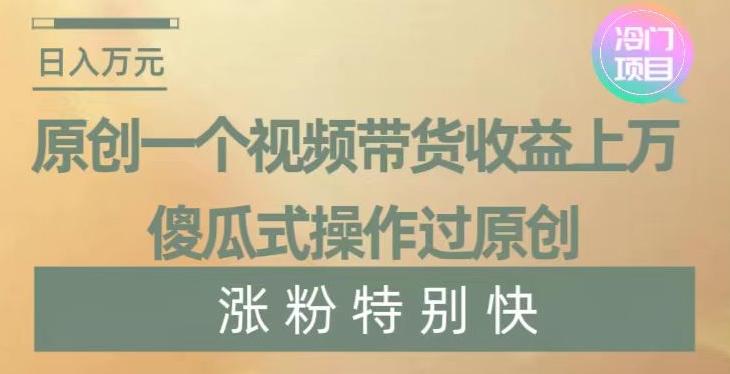 原创一个视频带货收益上万，傻瓜式操作过原创，几分钟做一个视频涨粉特别快【揭秘】-大熊网创