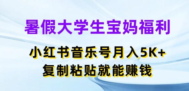 暑假大学生宝妈福利，小红书音乐号月入5000+，复制粘贴就能赚钱【揭秘】-大熊网创