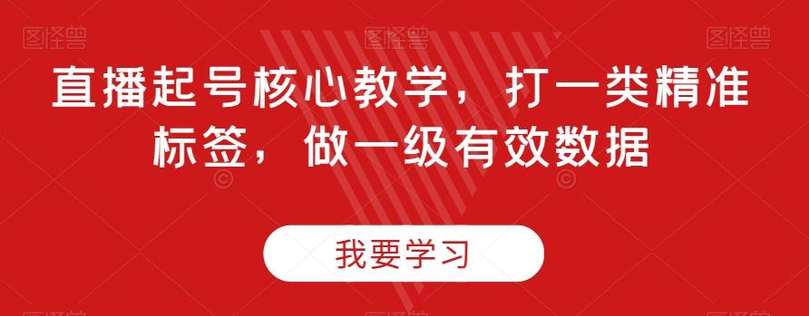 直播起号核心教学，打一类精准标签，做一级有效数据-大熊网创