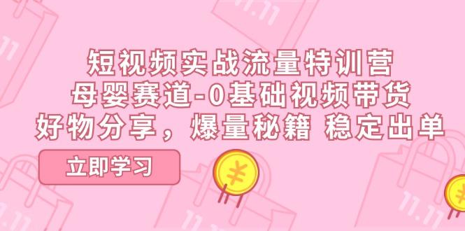 短视频实战流量特训营，母婴赛道-0基础带货，好物分享，爆量秘籍 稳定出单-大熊网创