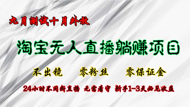 淘宝无人直播最新玩法，九月测试十月外放，不出镜零粉丝零保证金，24小…-大熊网创