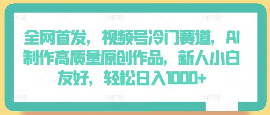 全网首发，视频号冷门赛道，AI制作高质量原创作品，新人小白友好，轻松日入1000+【揭秘】-大熊网创