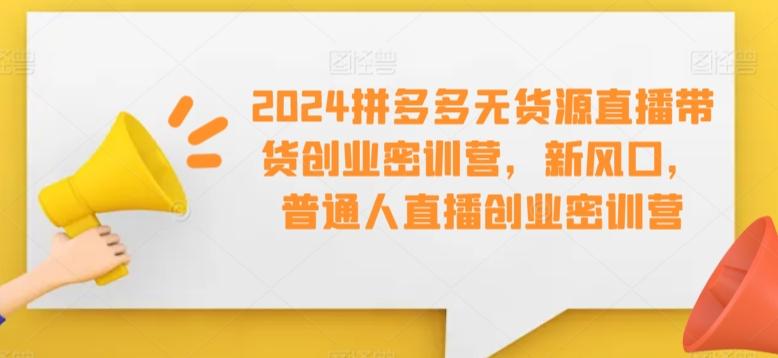 2024拼多多无货源直播带货创业密训营，新风口，普通人直播创业密训营-网创星球