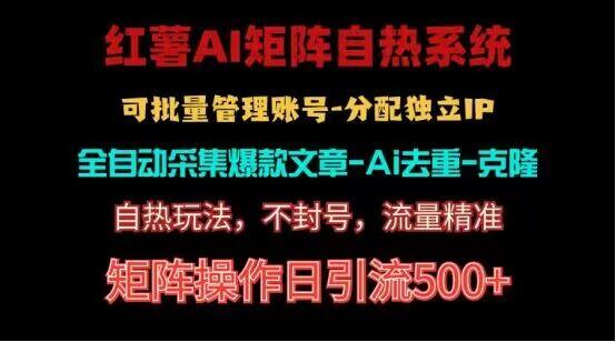 红薯矩阵自热系统，独家不死号引流玩法！矩阵操作日引流500+-大熊网创