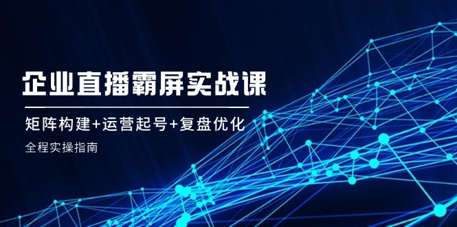 企 业 直 播 霸 屏实战课：矩阵构建+运营起号+复盘优化，全程实操指南-网创星球