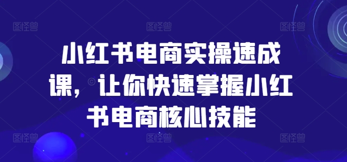 小红书电商实操速成课，让你快速掌握小红书电商核心技能-大熊网创