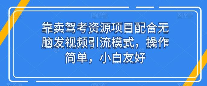 靠卖驾考资源项目配合无脑发视频引流模式，操作简单，小白友好【揭秘】-大熊网创