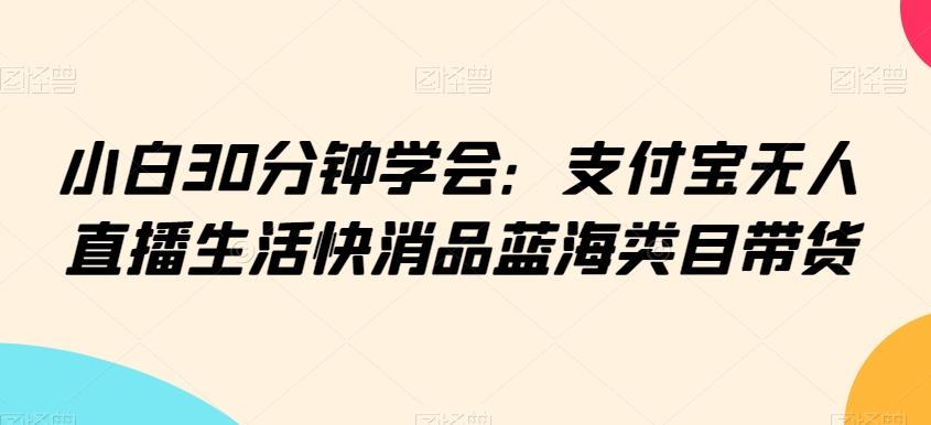 小白30分钟学会：支付宝无人直播生活快消品蓝海类目带货【揭秘】-大熊网创