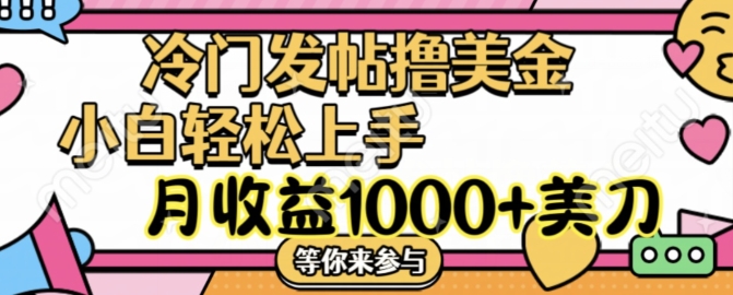 冷门发帖撸美金项目，月收益1000+美金，简单无脑，干就完了【揭秘】-大熊网创