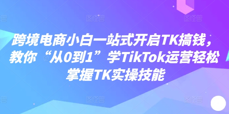 跨境电商小白一站式开启TK搞钱，教你“从0到1”学TikTok运营轻松掌握TK实操技能-大熊网创