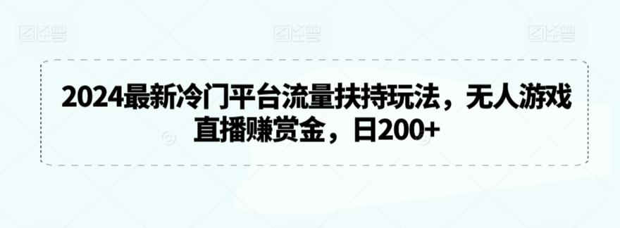 2024最新冷门平台流量扶持玩法，无人游戏直播赚赏金，日200+【揭秘】-大熊网创