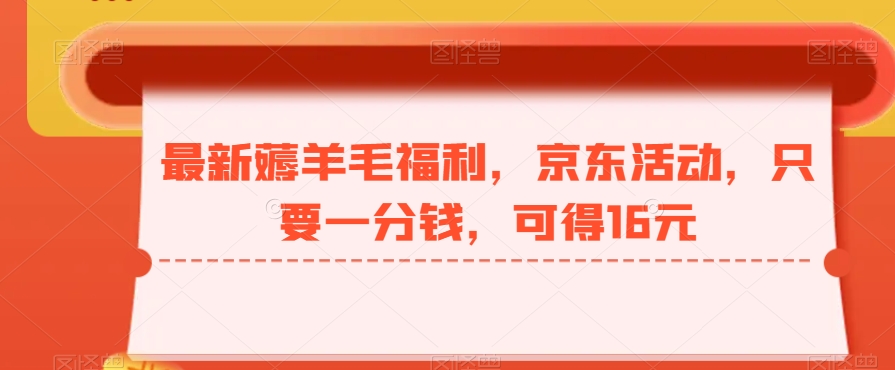 最新薅羊毛福利，京东活动，只要一分钱，可得16元-大熊网创