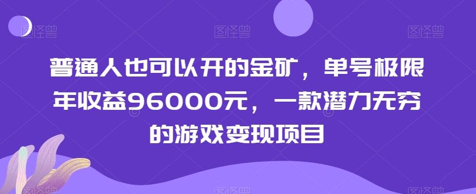 普通人也可以开的金矿，单号极限年收益96000元，一款潜力无穷的游戏变现项目【揭秘】-大熊网创