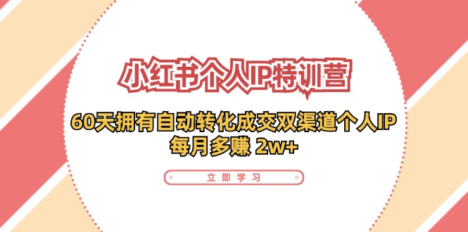 小红书个人IP陪跑营：两个月打造自动转化成交的多渠道个人IP，每月收入2w+(30节)-大熊网创