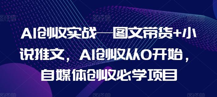 AI创收实战—图文带货+小说推文，AI创收从0开始，自媒体创收必学项目-大熊网创