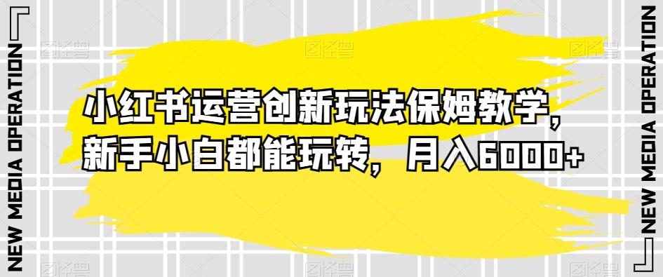 小红书运营创新玩法保姆教学，新手小白都能玩转，月入6000+【揭秘】-大熊网创