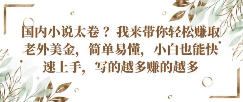 国内小说太卷 ?带你轻松赚取老外美金，简单易懂，小白也能快速上手，写的越多赚的越多【揭秘】-大熊网创
