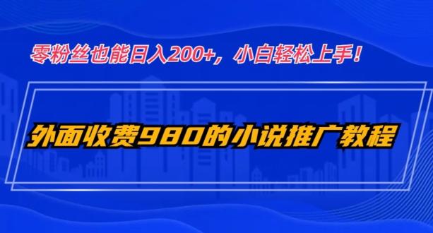 外面收费980的小说推广教程：零粉丝也能日入200+，小白轻松上手！-大熊网创