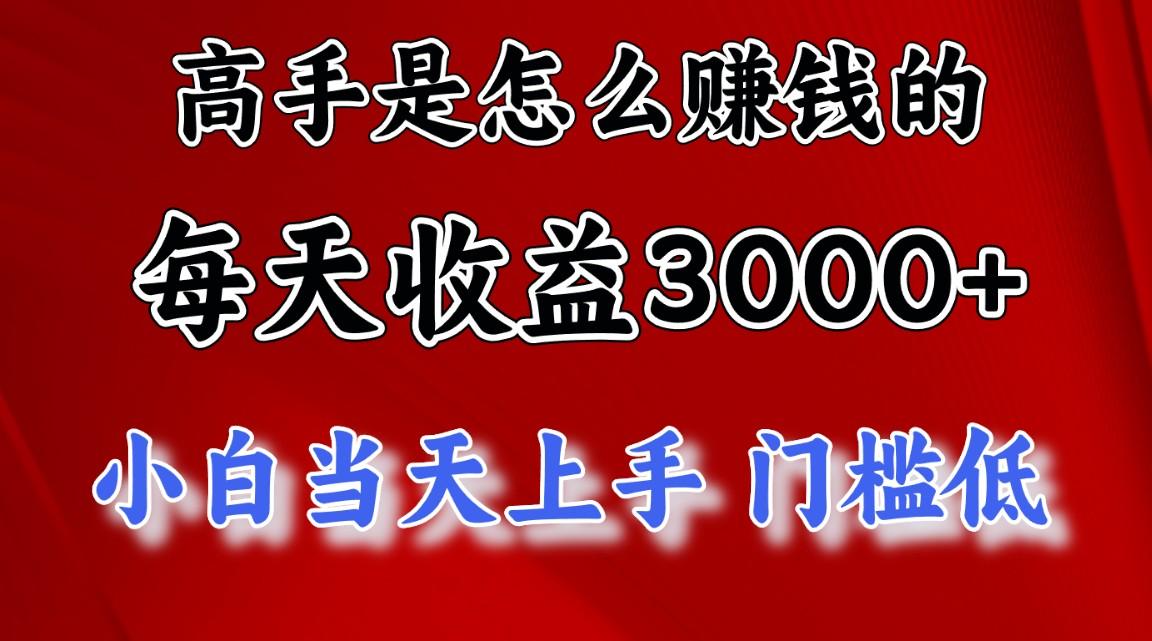 高手是怎么赚钱的，一天收益3000+ 这是穷人逆风翻盘的一个项目，非常稳…-大熊网创