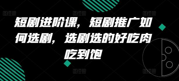 短剧进阶课，短剧推广如何选剧，选剧选的好吃肉吃到饱-大熊网创