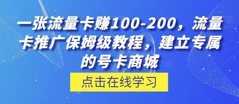 一张流量卡赚100-200，流量卡推广保姆级教程，建立专属的号卡商城-大熊网创