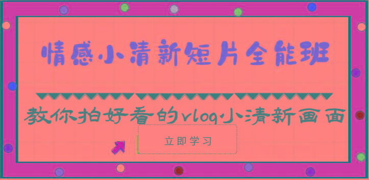 情感小清新短片全能班-教你拍好看的vlog小清新画面(30节课)-大熊网创