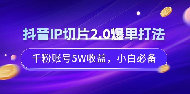抖音IP切片2.0爆单打法，千粉账号5W收益，小白必备-大熊网创