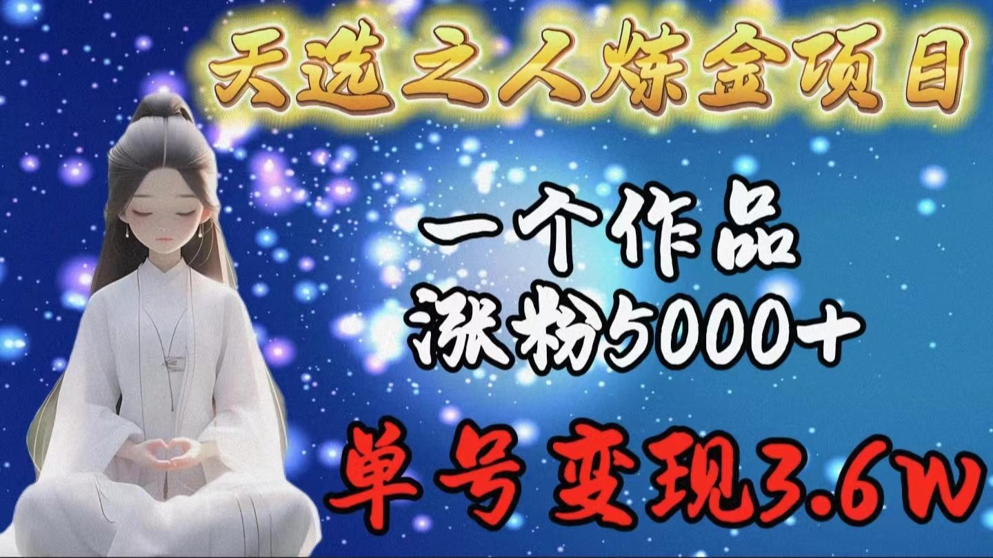 (9693期)天选之人炼金项目，一个作品涨粉5000+，单号变现3.6w-大熊网创
