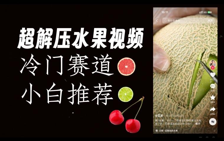 超冷门抖音赛道，水果解压视频0风险，非常容易爆火【揭秘】-大熊网创