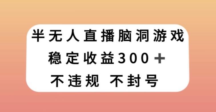 半无人直播脑洞小游戏，每天收入300+，保姆式教学小白轻松上手【揭秘】-大熊网创