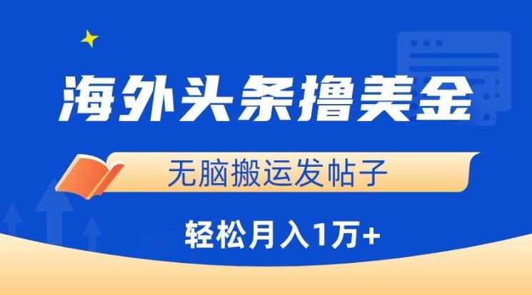 海外头条撸美金，无脑搬运发帖子，月入1万+，小白轻松掌握【揭秘】-大熊网创