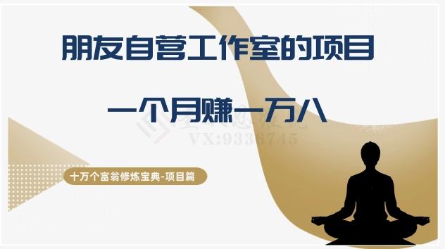 十万个富翁修炼宝典之16.朋友自营工作室的项目，一个月赚一万八-大熊网创