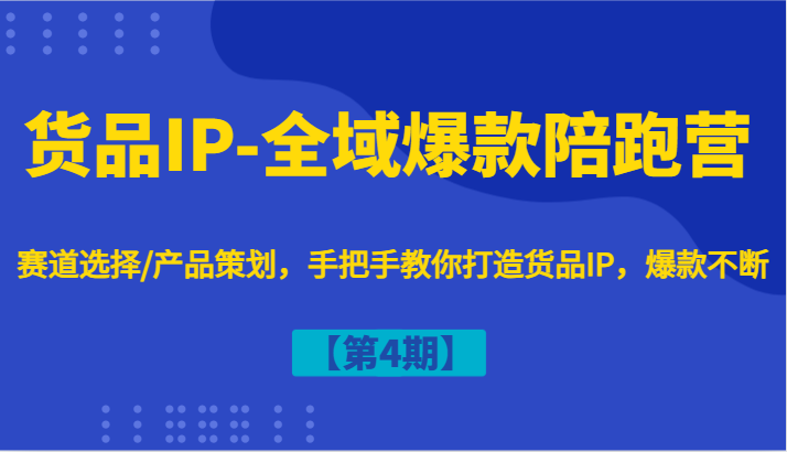 货品IP-全域爆款陪跑营【第4期】赛道选择/产品策划，手把手教你打造货品IP，爆款不断-大熊网创