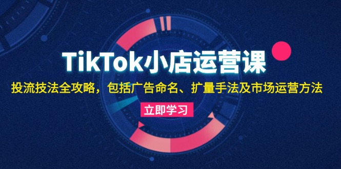 TikTok小店运营课：投流技法全攻略，包括广告命名 扩量手法及市场运营方法-大熊网创