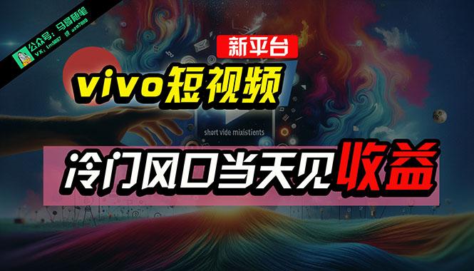 全新平台vivo短视频，新风口AI混剪无脑搬运，冷门风口当天见收益，7天…-大熊网创
