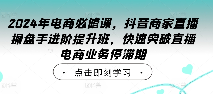 2024年电商必修课，抖音商家直播操盘手进阶提升班，快速突破直播电商业务停滞期-网创星球