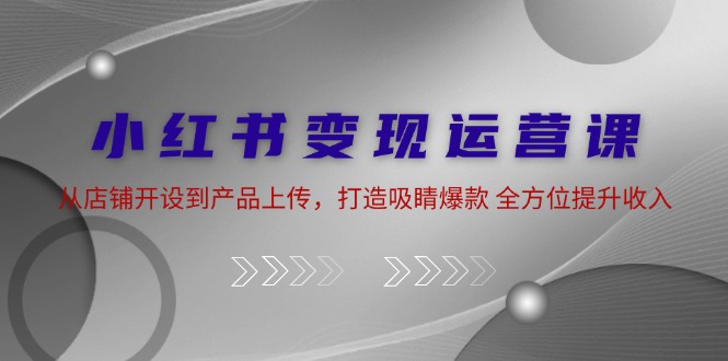 小红书变现运营课：从店铺开设到产品上传，打造吸睛爆款 全方位提升收入-大熊网创