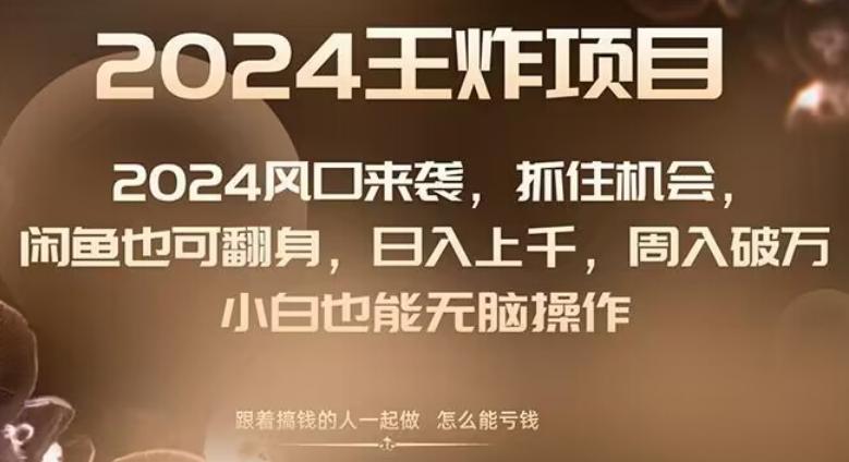 2024风口项目来袭，抓住机会，闲鱼也可翻身，日入上千，周入破万，小白也能无脑操作-大熊网创