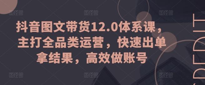 抖音图文带货12.0体系课，主打全品类运营，快速出单拿结果，高效做账号-大熊网创