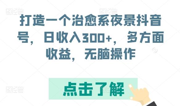 打造一个治愈系夜景抖音号，日收入300+，多方面收益，无脑操作【揭秘】-大熊网创