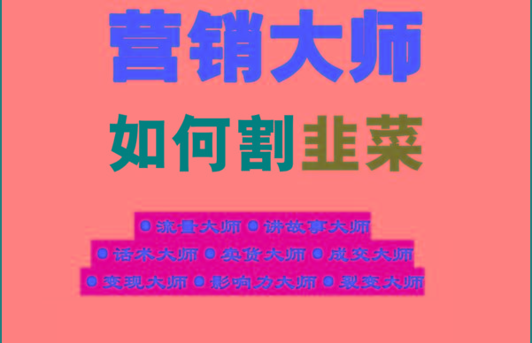 《营销大师如何割韭菜》禁止外传的大师绝学电子书-大熊网创